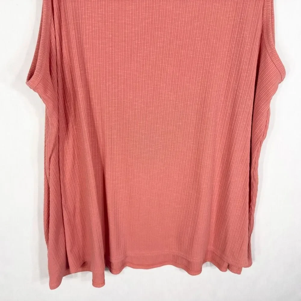 Old Navy Plus Size 3X Tank Top Sleeveless Luxe Pink Ribbed Stretched Crew 739 - Picture 6 of 8